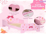 Princess-Themed Kids Toddler Bed w/ Cute Patterns, Safety Rails, for Ages 3-6 Years - Pink T3398P347981