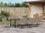 Garden Dining Set with Cushion 9 pcs Grey Poly Rattan 3379715