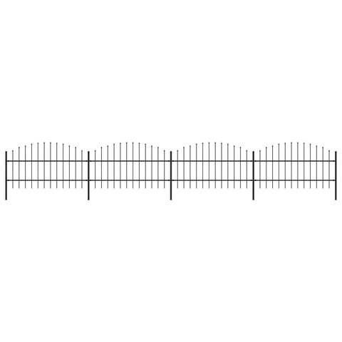 ZNTS Garden Fence with Spear Top Steel x6.8 m Black 277715