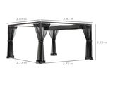 3 x 3m Aluminium Frame Pergola, with Retractable Roof - Dark Grey T3398P319922