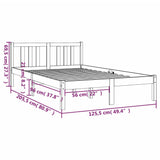 Bed Frame without Mattress Grey Solid Wood 120x200 cm 814881