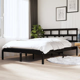 3101202 Bed Frame without Mattress Black Solid Wood 140x190 cm