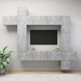 9 Piece TV Cabinet Set Concrete Grey Engineered Wood 3079158