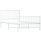 Metal Bed Frame without Mattress with Footboard White 100x190cm 350943