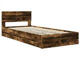Bed Frame with Drawer Smoked Oak 75 x 190 cm Engineer Wood 3408037