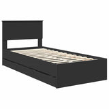 Bed Frame with Drawer Black 75 x 190 cm Engineer Wood 3408034