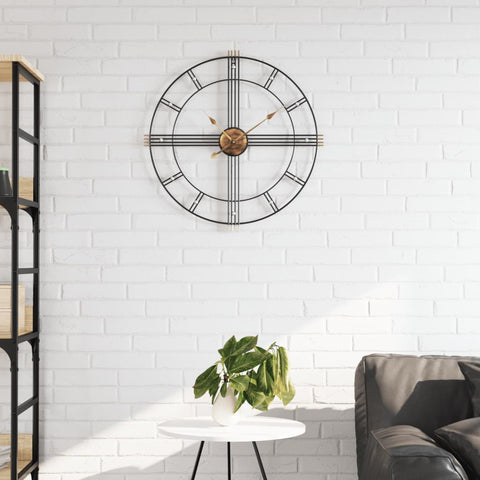ZNTS Wall Clock Black Ø60 cm Iron 4008410