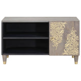 TV Cabinet with Shelf Grey 80 x 33 x 46 cm Solid Mango Wood 4018787