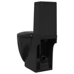 WC Ceramic Toilet Bathroom Round Toilet Bottom Water Flow Black 3059889