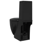 WC Ceramic Toilet Bathroom Round Toilet Bottom Water Flow Black 3059889