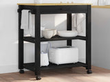 Kitchen Trolley MONZA Black 60 x 40 x 88.5 cm Solid Pine Wood 42027036