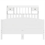 ZNTS Bookcase Bed without Mattress White 150x200 cm King Size Solid Wood Pine 3323141