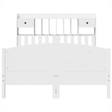 ZNTS Bookcase Bed without Mattress White 150x200 cm King Size Solid Wood Pine 3323141