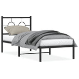 Metal Bed Frame without Mattress with Headboard Black 80x200cm 376217