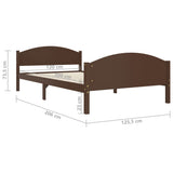Bed Frame without Mattress Dark Brown Solid Pine Wood 120x200cm 322043