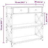 Console Table Grey Sonoma 75x28x75 cm Engineered Wood 834198