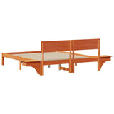 Bed Frame with Headboard Wax Brown 150 x 200 cm Solid Pine Wood 873444