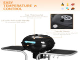 Portable Charcoal Kettle Grill Outdoor Barbecue Trolley BBQ Heat Smoker Grilling with 2 Wheels, T3398P320039