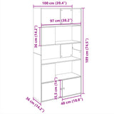 Bookcase White 100x36x189 cm Engineered Wood 3295324