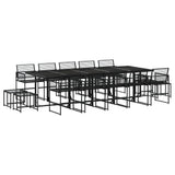 15 Piece Garden Dining Set Black Poly Rattan 3295046