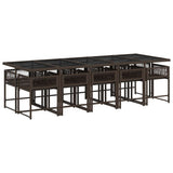 11 Piece Garden Dining Set with Cushions Brown Poly Rattan 3211473