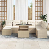 Sofa Set with Cushion 9 pcs Beige and Cream Poly Rattan 3349057