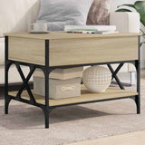 Coffee Table Sonoma Oak 70x50x50 cm Engineered Wood and Metal 845352