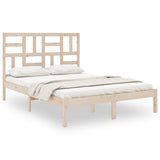 Bed Frame Natural Wood Solid Pine Wood, Plywood Double Modern 3105930