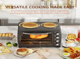 36L Small Oven with 2 Hot Plates, Countertop Toaster Oven, Grill, Roast, Bake, Boil, with Timer, T3398P344216