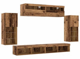 TV Cabinet Set Wall-mounted 6 pcs Old wood Engineered wood 3334380