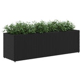 Garden Planter with 3 Pots Black 105x30x32 cm Poly Rattan 366416