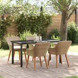 Garden Dining Set with Cushion 5 pcs Beige Poly Rattan 3261701