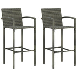 Bar Stools 2 pcs Grey Poly Rattan 362582