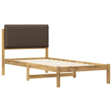 Bed Frame with Upholstered Headboard Whitewash and Taupe 903937