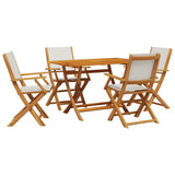 ZNTS 5 Piece Garden Dining Set Cream White Fabric and Solid Wood 3281700