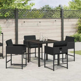 Garden Dining Set with Cushion 5 pcs Black Poly Rattan 3380008