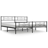 Metal Bed Frame without Mattress with Footboard Black 200x200cm 355292