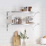 Wall Shelves 2 pcs 75x30 cm Silver Stainless Steel 30282