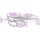 Bed Frame with Drawers without Mattress Wax Brown 100x200 cm 3301964