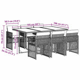 7 Piece Garden Dining Set with Cushions Black Poly Rattan 3210727