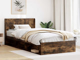 Bed Frame with Storage and Headboard Smoked Oak 100 x 200 cm 3414247