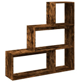 Room Divider Bookcase 3-Tier Smoked Oak 123x29x123 cm Engineered Wood 857989