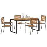 Garden Dining Set 5 pcs Grey and Brown Poly Rattan 3365476