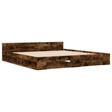 Bed Frame with Drawers without Mattress Smoked Oak 180x200 cm Super King 3280731
