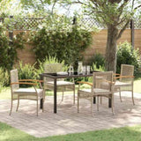 Garden Dining Set with Cushion 5 pcs Beige and Black Rattan 3380829