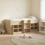 Loft Bed Frame with Cabinet 3 pcs Sonoma Oak Engineered Wood 3423432