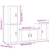 4 Piece TV Cabinet Set Smoked Oak Engineered Wood 3188611