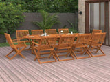 Dining Set Brown Solid Acacia Wood Large Foldable Dining Set 3086975