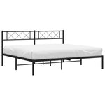 Metal Bed Frame without Mattress with Headboard Black 193x203cm 372283