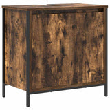Bathroom Furniture Set with Shelf 3 pcs Smoked Oak and Black 3328396